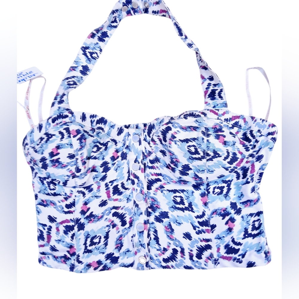 ***Womens Cute Tribl Blue Crop Top